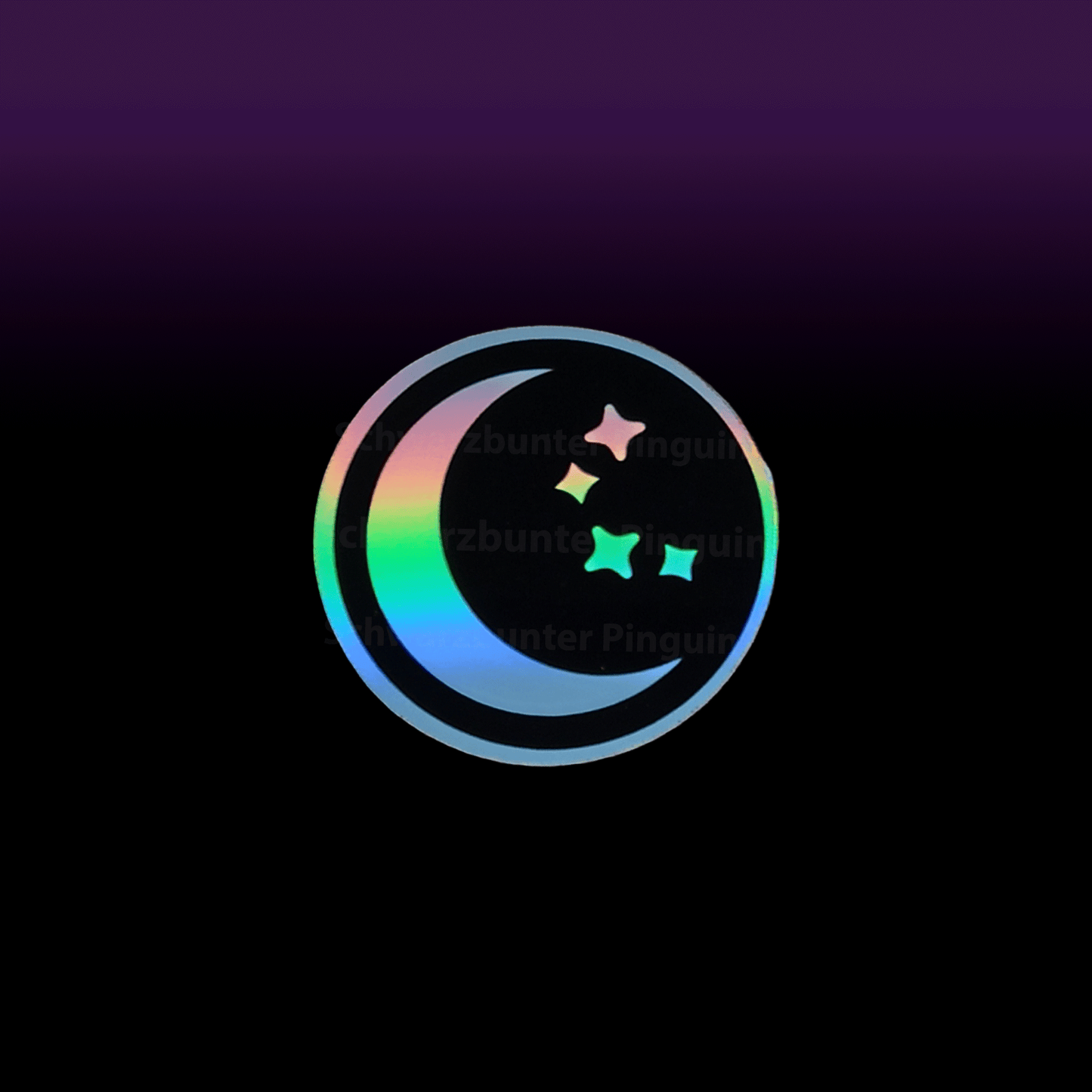 Celestial Moon Sticker mit Mond und Sternen in schwarz und Holo Optik.