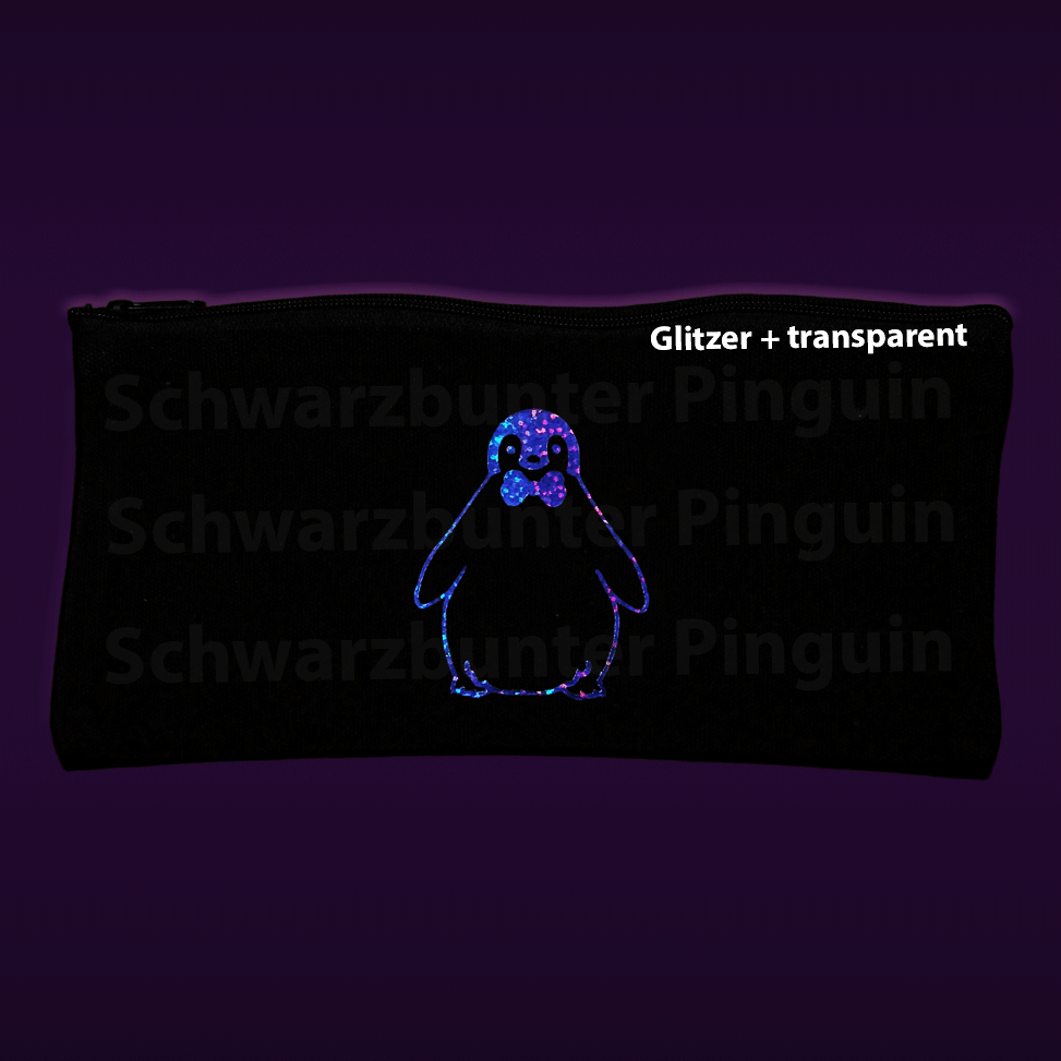 Mäppchen mit Pinguin Oskar in glitzer Optik und ohne weißes Fell