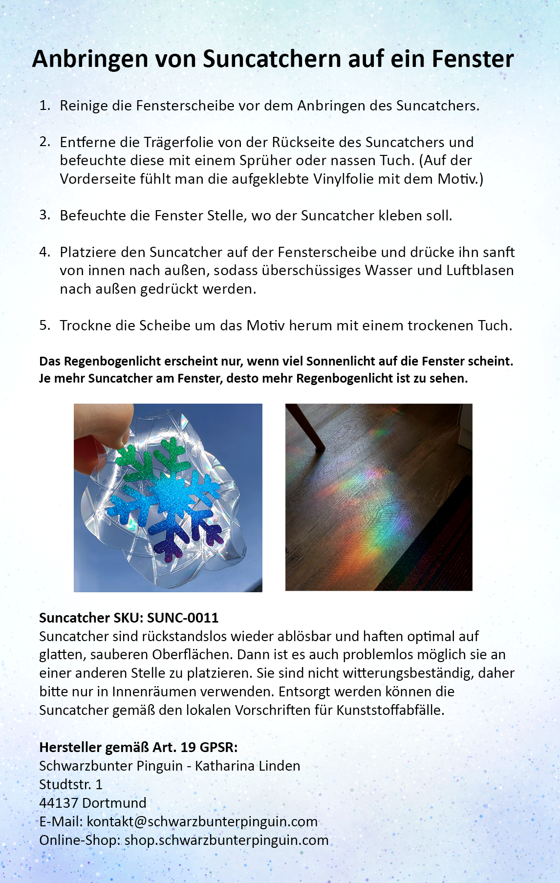 Suncatcher "Glitzer Schneeflocke" mit Farbverlauf | Fensterbild | Winter Dekoration