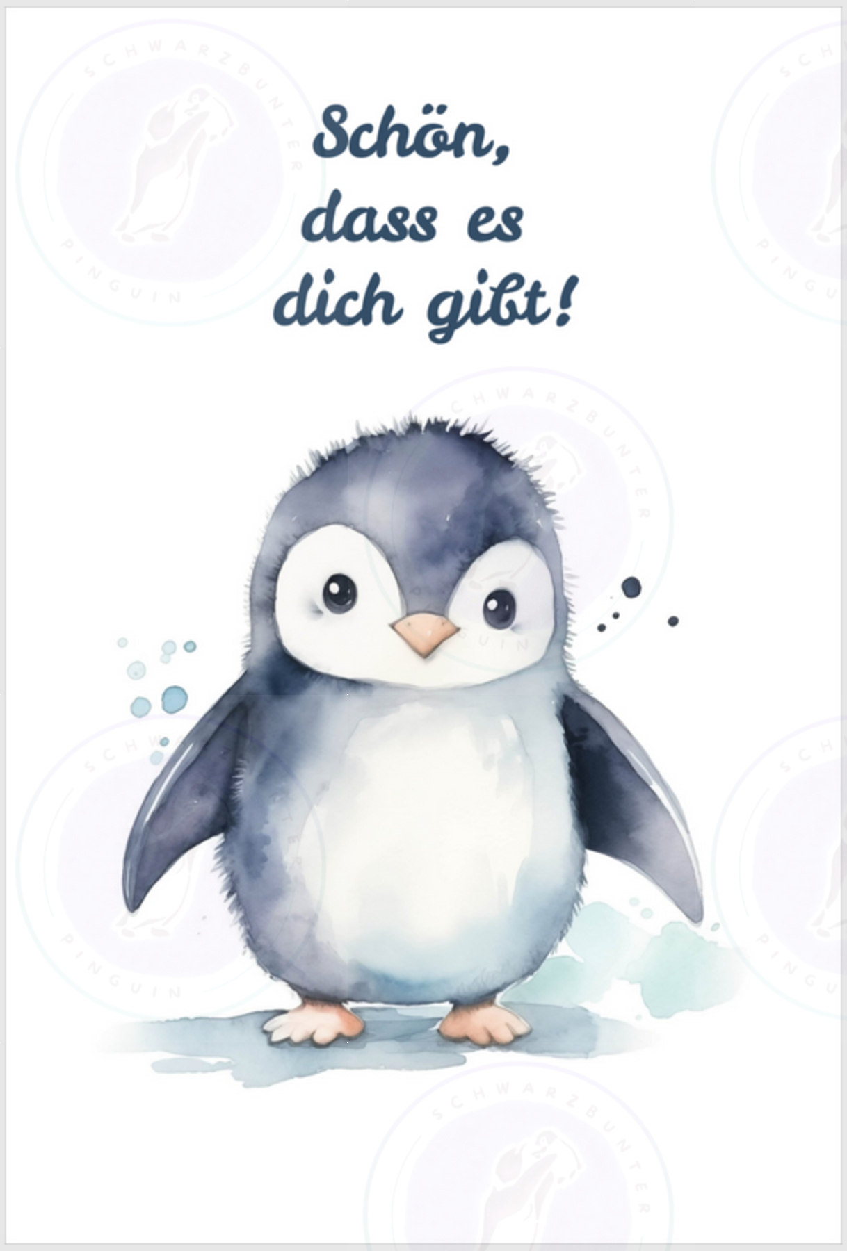 Postkarte Babypinguin mit Text Schön dass es dich gibt