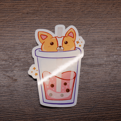 Bubbletea Sticker "Boba Doggo" in glänzender Optik