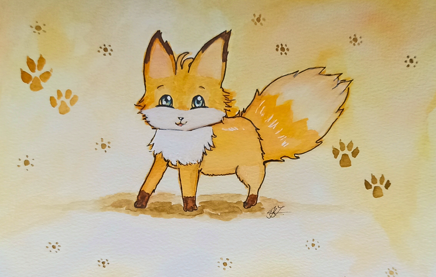 Original Bild "Hello Iam Foxy" in Größe 16,5 x 21 cm