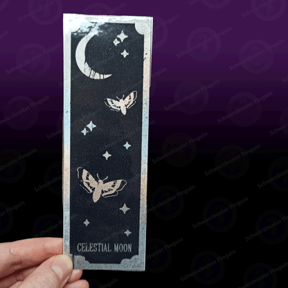 Celestial Moon Lesezeichen in schwarz mit Holo Effekt