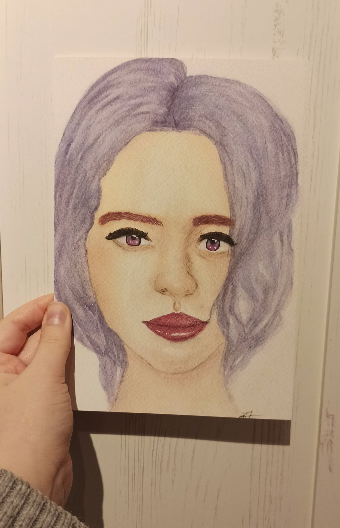 FineArt Kunstdruck "Lilac Hair Lady" in Größe DIN A5