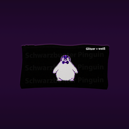 Mäppchen mit Pinguin Oskar in glitzer Optik und mit weißem Fell innen