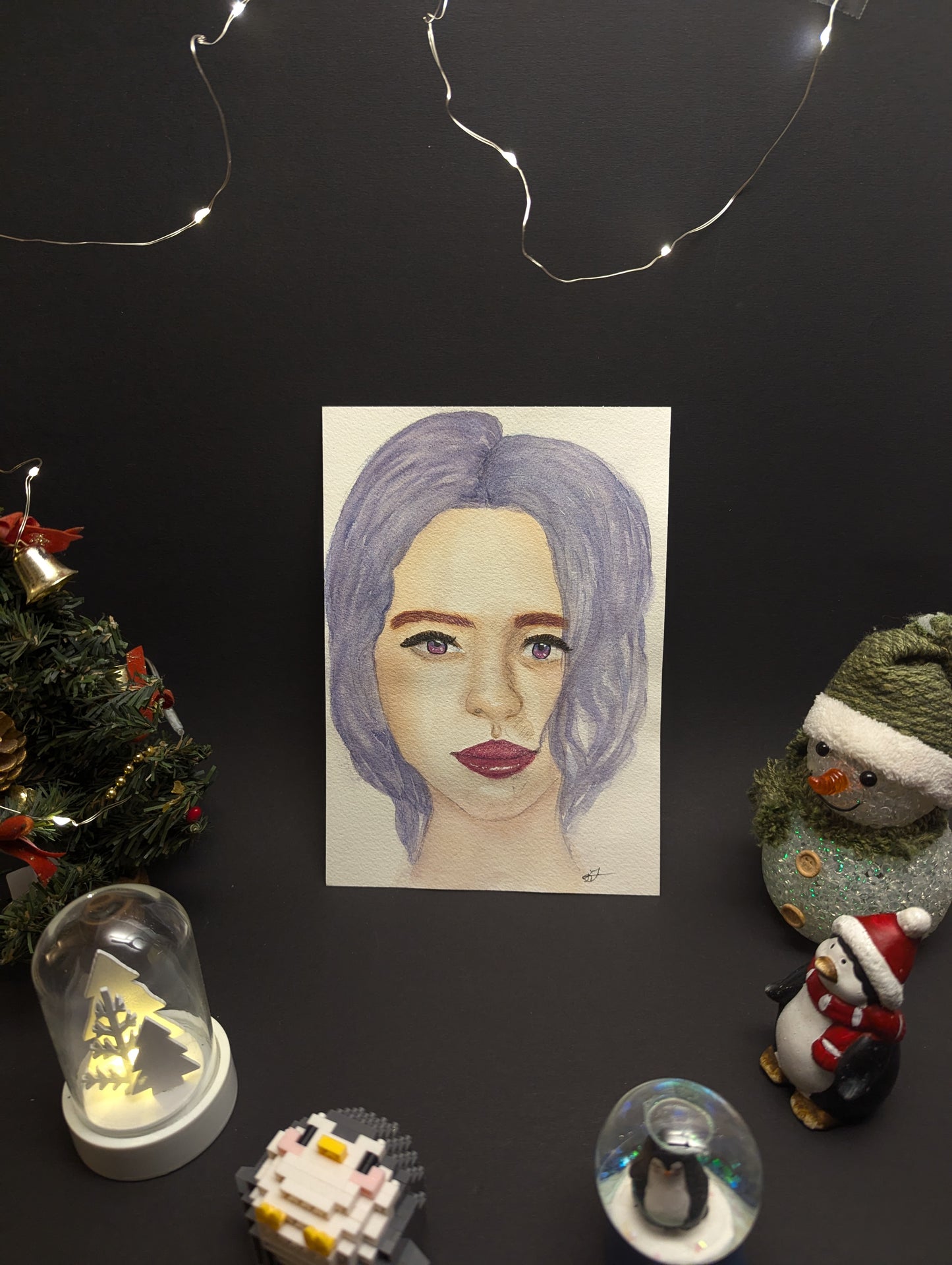 FineArt Kunstdruck "Lilac Hair Lady" in Größe DIN A5