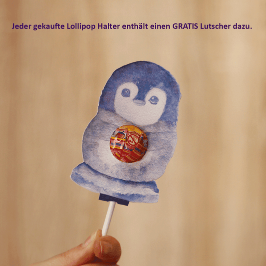 Pinguin Lollipop Halter mit Lutscher für Partys und Geburtstag als Gastgeschenk