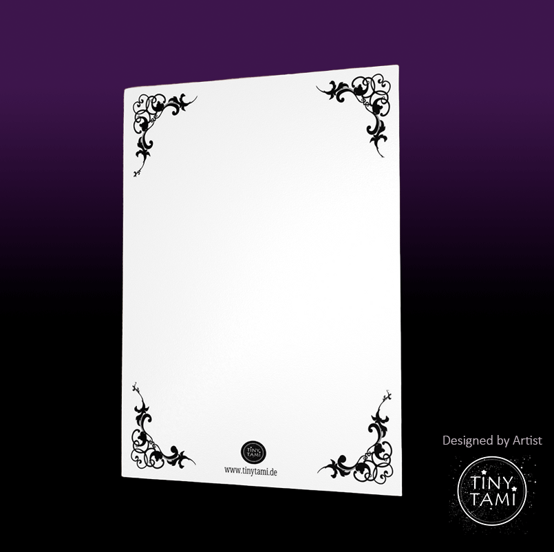 Rückseite der Pinguin Weihnachtspostkarte von Artist Tiny Tami