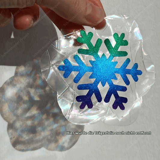 Suncatcher "Glitzer Schneeflocke" mit Farbverlauf | Fensterbild | Winter Dekoration