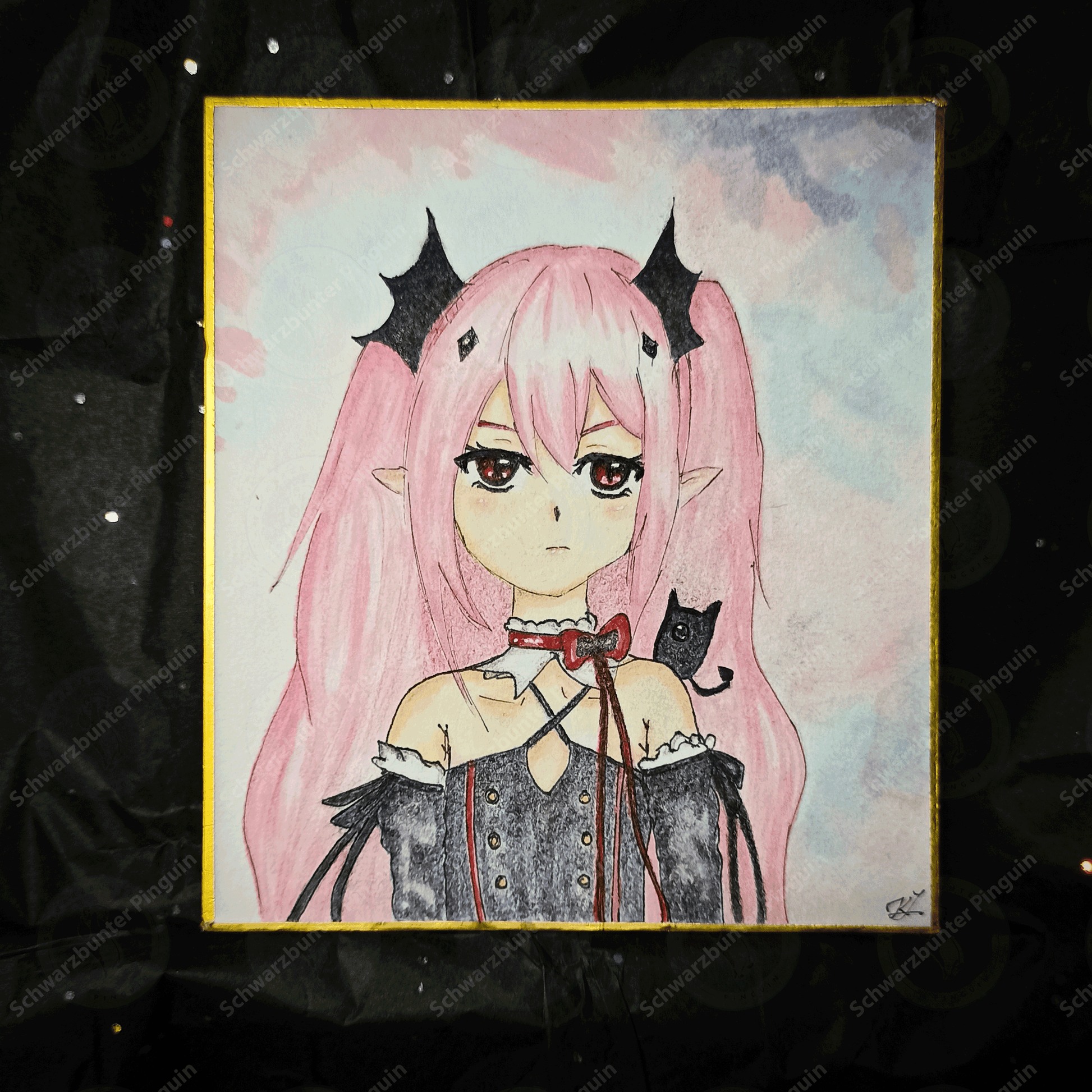 Ein Shikishi gemalt mit einer Vampire Queen