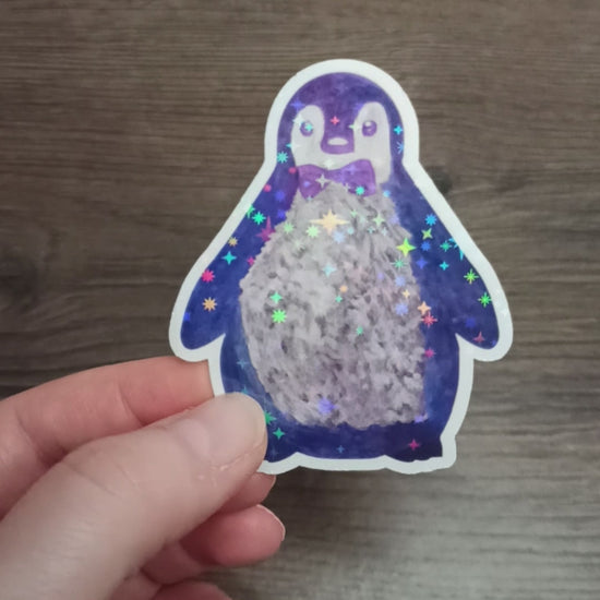 Viideo vom Glitzer Sticker Pinguin Oskar, gemalt mit Acrylfarben.