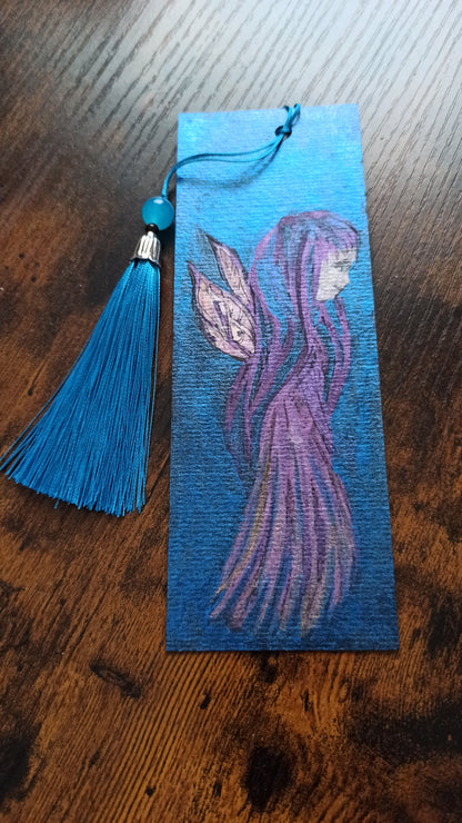 Aquarell Lesezeichen "Lila Fee", 6 x 16,8 cm, selbstgemaltes Unikat